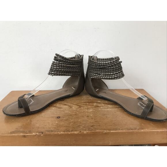 MIA Kios Synthetic Vegan Faux Leather Bronze Zip Up Gladiator Sandals 7 37.5 - Picture 3 of 8